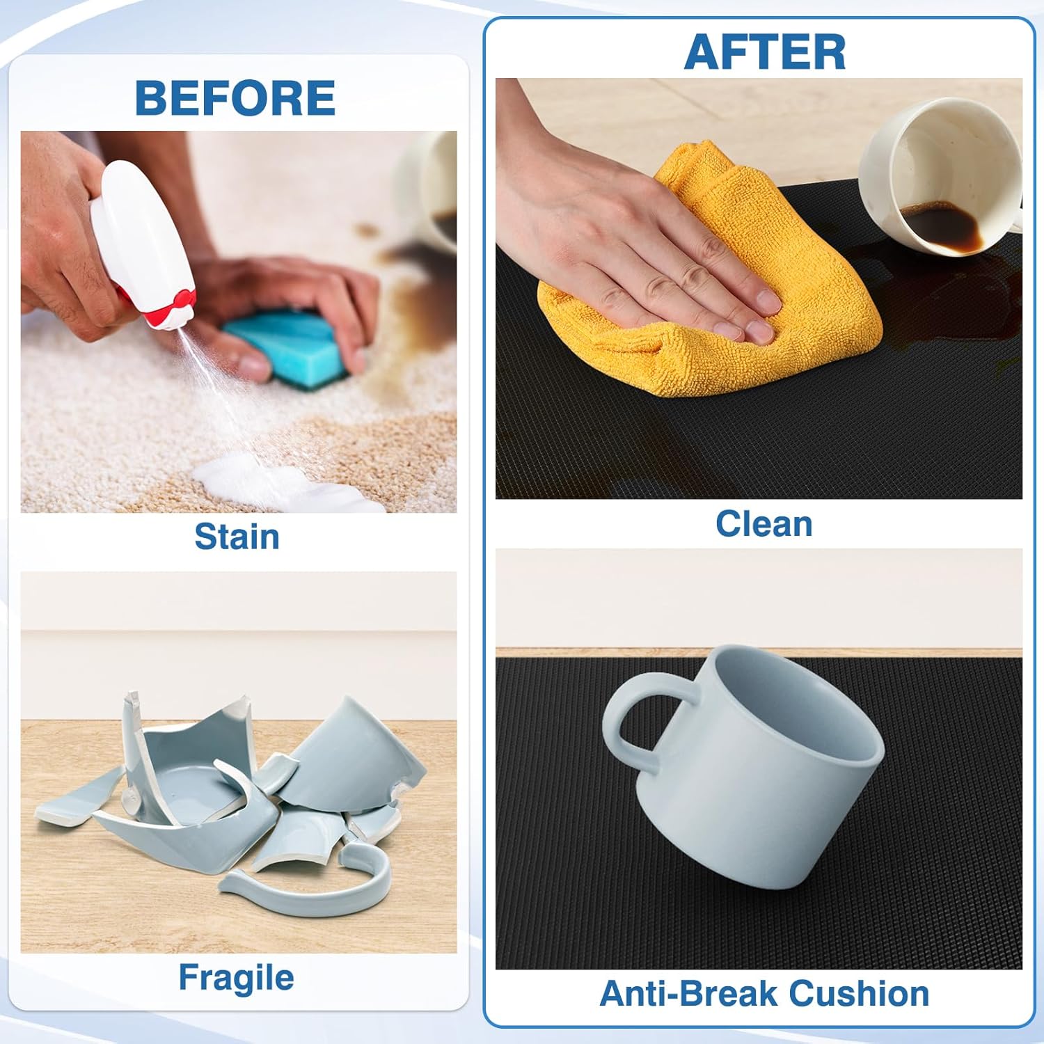 Kitchen Mats, 2PCS Kitchen Rugs, Cushioned Anti Fatigue Kitchen Mats for Floor, Non-Slip Standing Desk Mat, Waterproof Kitchen Rug Set for Kitchen, Floor, Office,17.3"×30"+17.3"×47",Black - Image 4