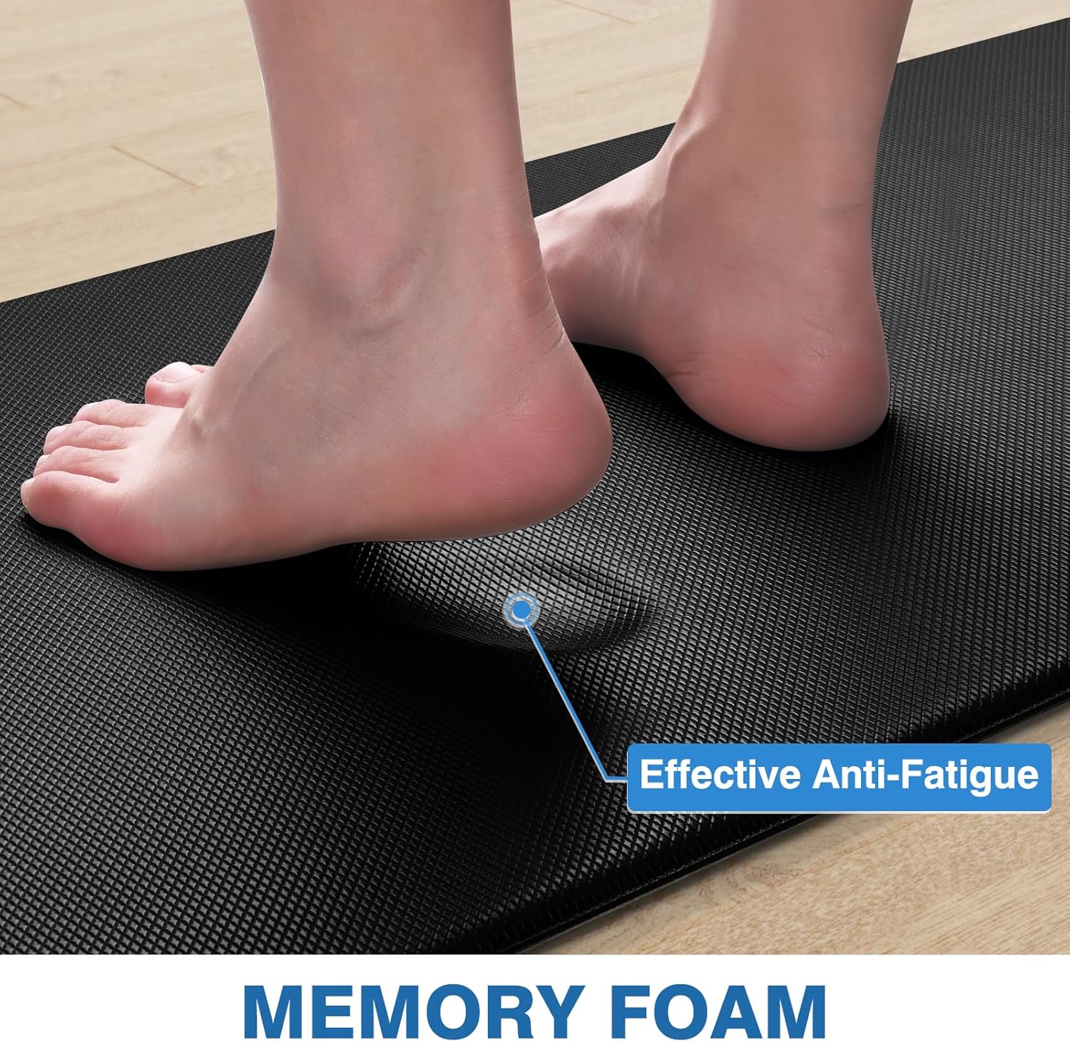 Kitchen Mats, 2PCS Kitchen Rugs, Cushioned Anti Fatigue Kitchen Mats for Floor, Non-Slip Standing Desk Mat, Waterproof Kitchen Rug Set for Kitchen, Floor, Office,17.3"×30"+17.3"×47",Black - Image 7