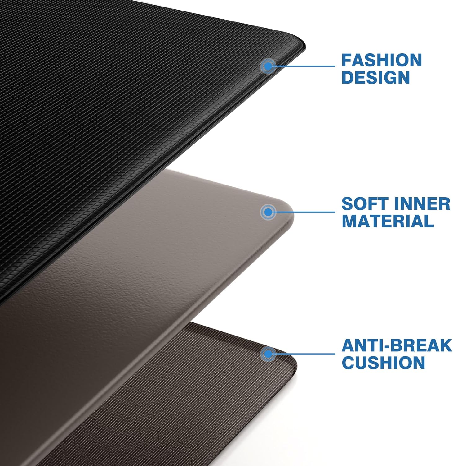 Kitchen Mats, 2PCS Kitchen Rugs, Cushioned Anti Fatigue Kitchen Mats for Floor, Non-Slip Standing Desk Mat, Waterproof Kitchen Rug Set for Kitchen, Floor, Office,17.3"×30"+17.3"×47",Black - Image 5